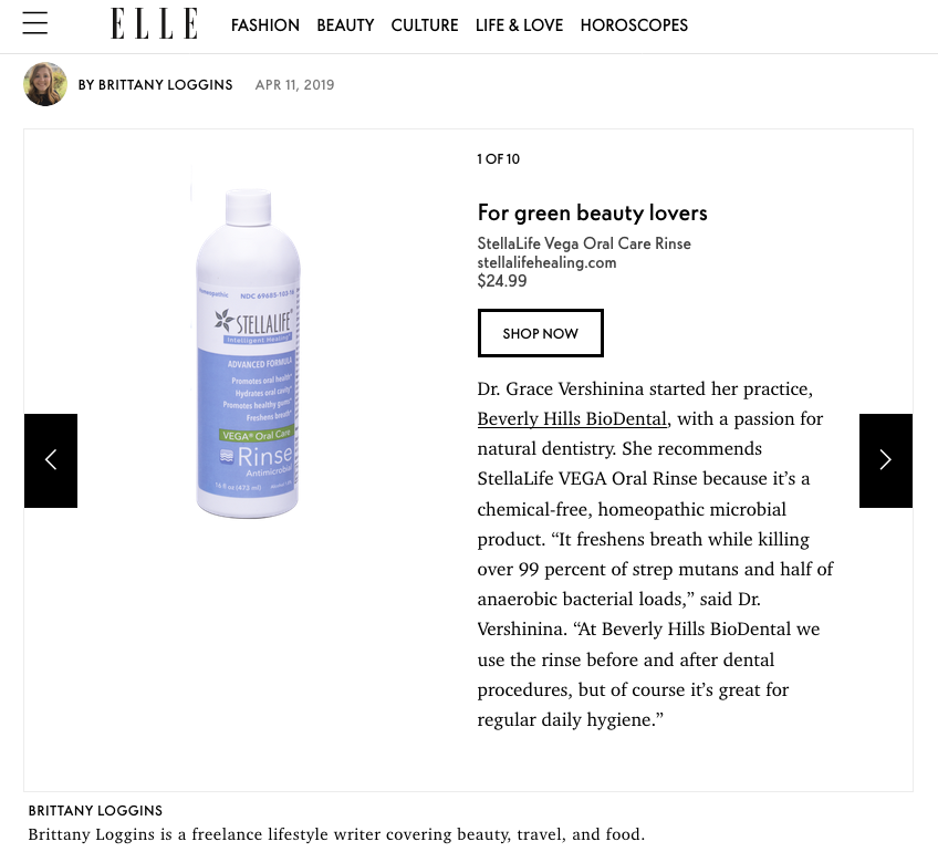 StellaLife Rinse is #1 Mouthwash according to Elle magazine Image